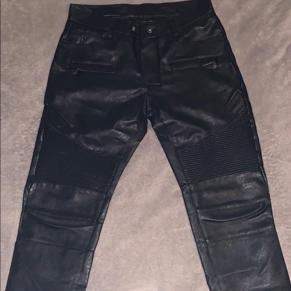 Balmain Leather Biker Jeans